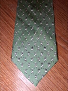 Vineyard Vines Silk Tie Green Ribbon Handmade Wide Cancer
